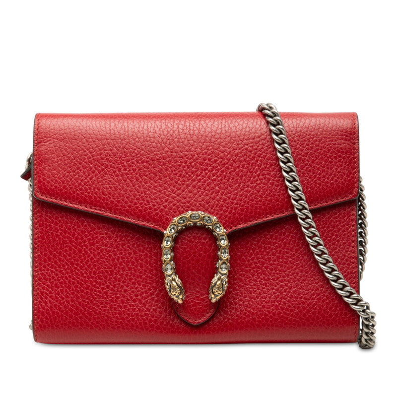 グッチ ディオニュソス 斜め掛け チェーンウォレット ショルダーバッグ 401231 レッド レザー レディース GUCCI 中古