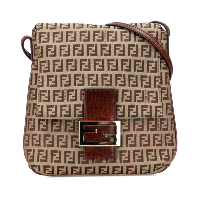 フェンディ ズッキーノ ショルダーバッグ 8BT075 ブラウン キャンバス レザー レディース FENDI 【中古】