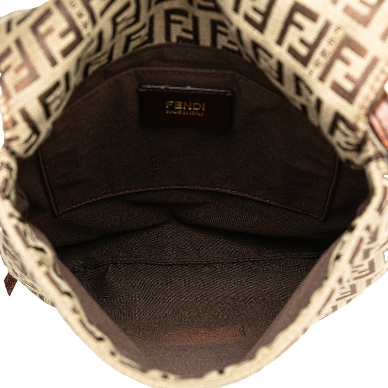 フェンディ ズッキーノ ショルダーバッグ 8BT075 ブラウン キャンバス レザー レディース FENDI 【中古】