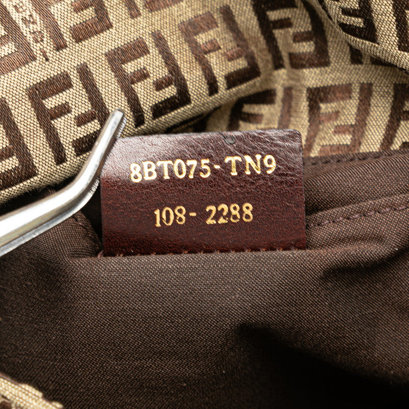 フェンディ ズッキーノ ショルダーバッグ 8BT075 ブラウン キャンバス レザー レディース FENDI 【中古】