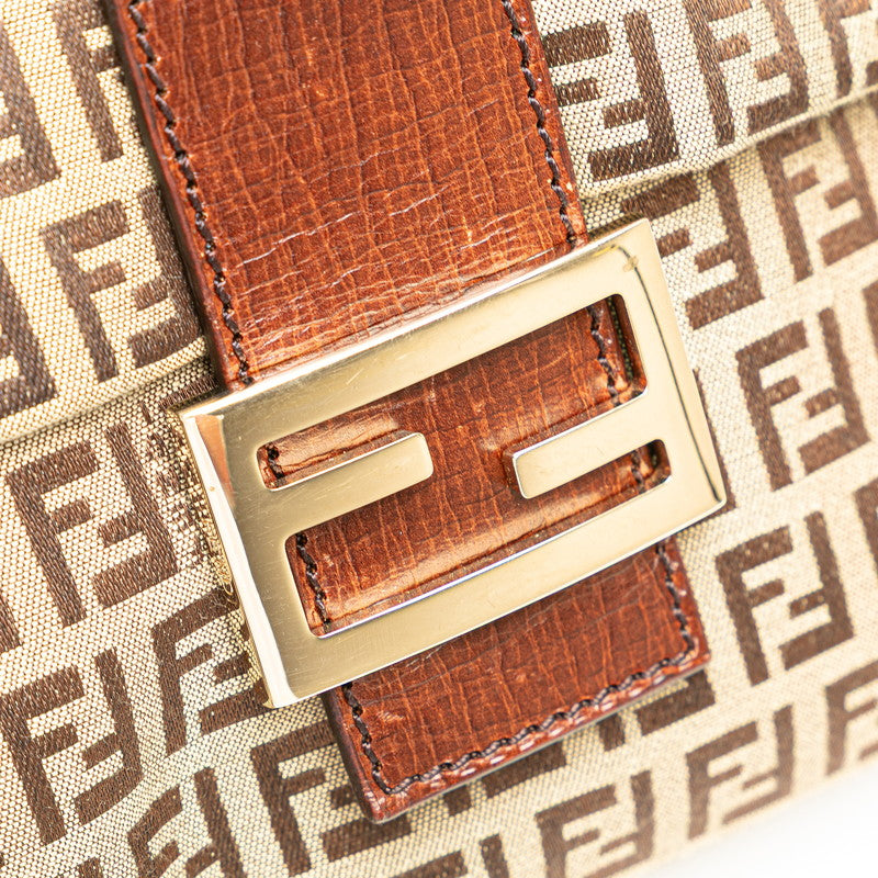 フェンディ ズッキーノ ショルダーバッグ 8BT075 ブラウン キャンバス レザー レディース FENDI 【中古】
