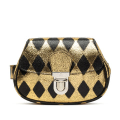 グッチ チルドレンズ ボディバッグ ウエストバッグ 605112 ゴールド ブラック レザー レディース GUCCI 中古