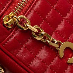 セリーヌ Cチャーム ミディアムカメラバッグ 斜め掛け ショルダーバッグ レッド レザー レディース CELINE 【中古】