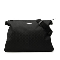 グッチ GGナイロン 斜め掛け ショルダーバッグ ブラック ナイロン レザー レディース GUCCI 【中古】