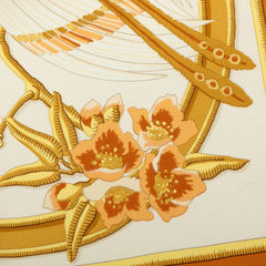 エルメス カレ90 Caraïbes カリブ鳥 スカーフ ブラウン系 シルク レディース HERMES 中古