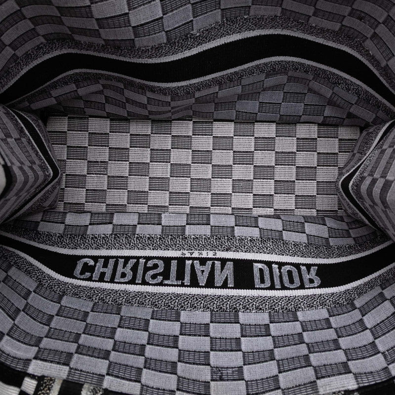 ディオール ブックトート チェック ハンドバッグ トートバッグ ブラック ホワイト キャンバス レディース Dior 【中古】