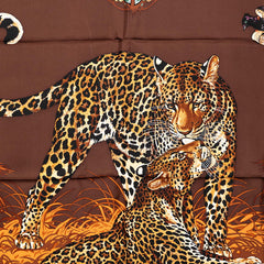 エルメス カレ90 Jungle Love ジャングル ラブ スカーフ 大判 ブラウン系 シルク レディース HERMES 【中古】