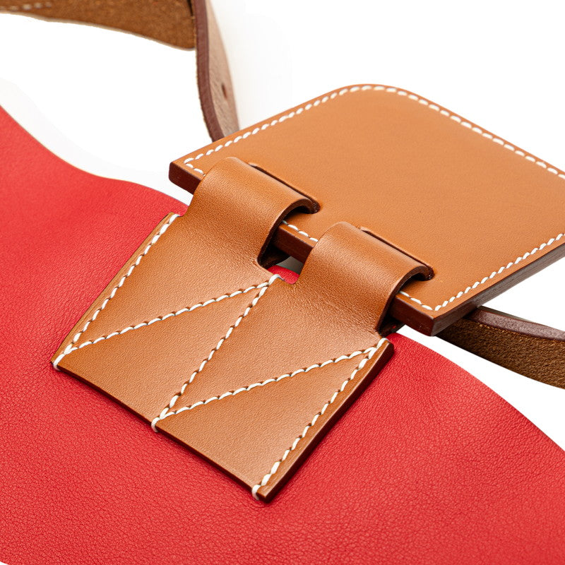 エルメス ヴィルヴォルト24 ショルダーバッグ レッド ブラウン ヴォースイフト トリヨンクレマンス レディース HERMES 【中古】