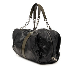 ロエベ ローラ チェーン ハンドバッグ ショルダーバッグ ブラック カーキ レザー レディース LOEWE 【中古】