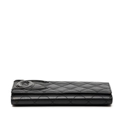 シャネル ココマーク カンボン 二つ折り 長財布 A50077 ブラック ピンク レザー レディース CHANEL 【中古】