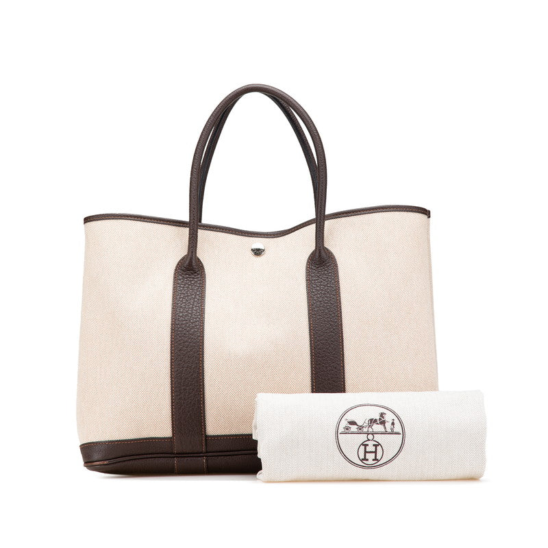 エルメス ガーデンパーティPM ハンドバッグ ベージュ ブラウン トワルGM ネゴンダ レディース HERMES 【中古】