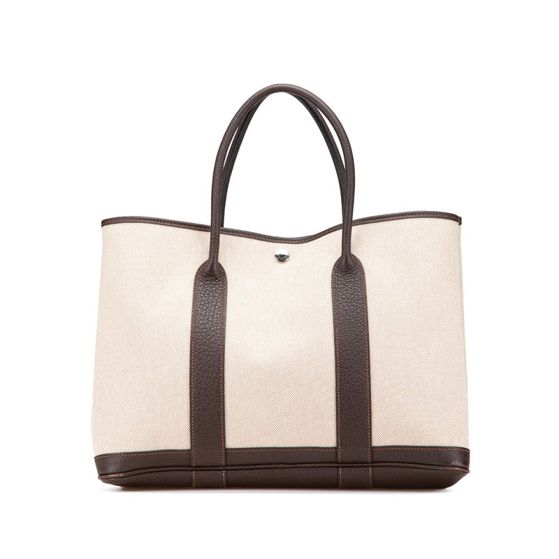 エルメス ガーデンパーティPM ハンドバッグ ベージュ ブラウン トワルGM ネゴンダ レディース HERMES 【中古】
