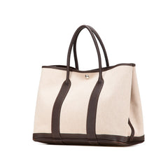 エルメス ガーデンパーティPM ハンドバッグ ベージュ ブラウン トワルGM ネゴンダ レディース HERMES 【中古】