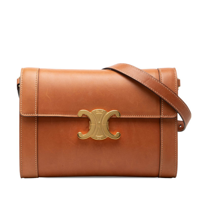セリーヌ トリオンフ 斜めかけ ショルダーバッグ ブラウン レザー レディース CELINE 中古