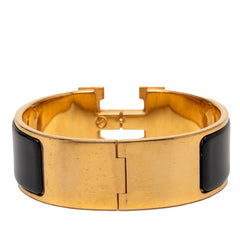 エルメス クリッククラックH GM ブレスレット ゴールド ブラック メッキ エナメル レディース HERMES 【中古】