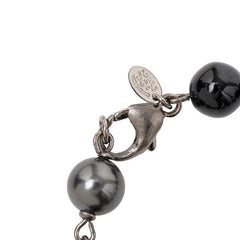 シャネル ココマーク ブレスレット シルバー ブラック メタル フェイクパール ビーズ レディース CHANEL 【中古】