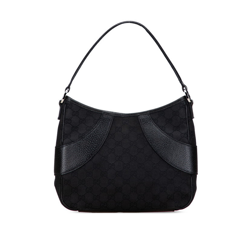グッチ GGキャンバス ワンショルダーバッグ ハンドバッグ 113012 ブラック キャンバス レザー レディース GUCCI 【中古】