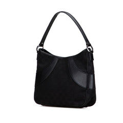 グッチ GGキャンバス ワンショルダーバッグ ハンドバッグ 113012 ブラック キャンバス レザー レディース GUCCI 【中古】