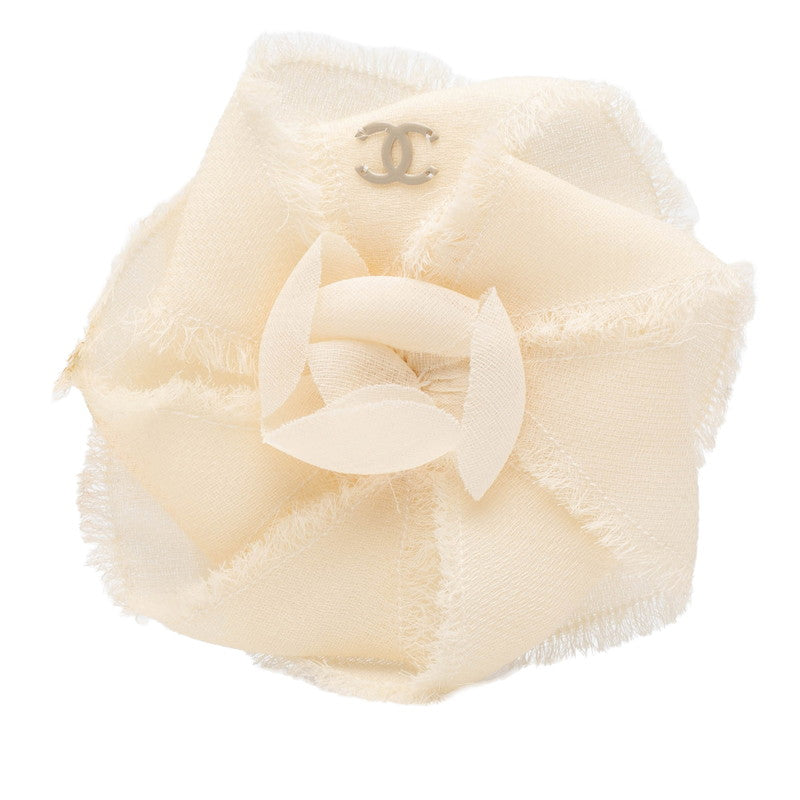 シャネル カメリア ブローチ コサージュ ゴールド アイボリー メッキ キャンバス レディース CHANEL 【中古】