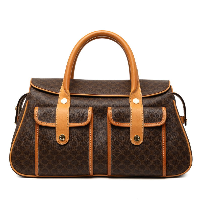 セリーヌ マカダム ハンドバッグ ボストンバッグ ブラウン PVC レザー レディース CELINE 【中古】