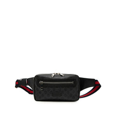 グッチ GGスプリーム シェリーライン ボディバッグ ウエストバッグ 474293 ブラック PVC レザー メンズ GUCCI 中古