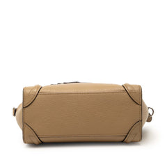 セリーヌ ラゲージ ナノショッパー ハンドバッグ ショルダーバッグ 2WAY ブラウン ベージュ レザー レディース CELINE 【中古】