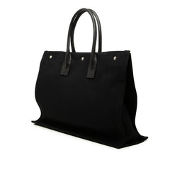 サンローラン RIVE GAUCHE リヴ ゴーシュ ロゴプリント トートバッグ GNR509415 ブラック キャンバス レザー レディース SAINT LAURENT 【中古】