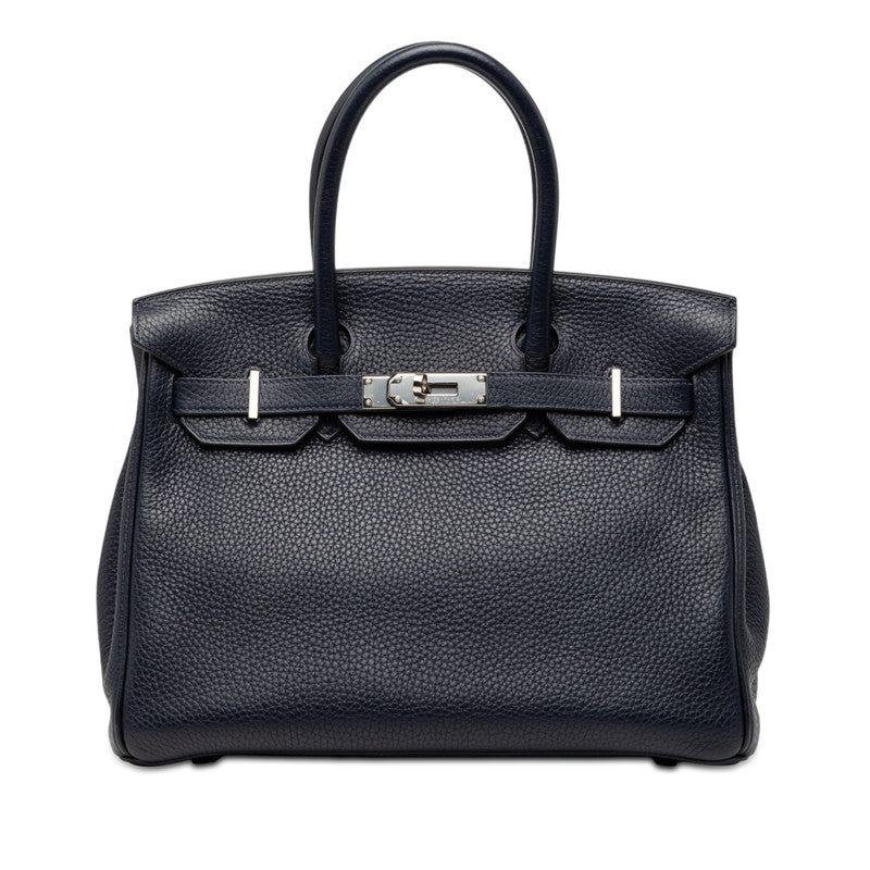 エルメス バーキン30 内縫い ハンドバッグ ブルーニュイ ローズパープル シルバー金具 トリヨンクレマンス レディース HERMES 【中古】