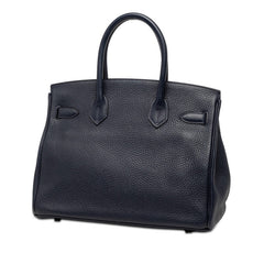 エルメス バーキン30 内縫い ハンドバッグ ブルーニュイ ローズパープル シルバー金具 トリヨンクレマンス レディース HERMES 【中古】