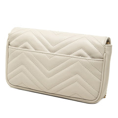グッチ GGマーモント シェブロン チェーン スモール ショルダーバッグ 751526 グレー ブルーグリーン系 レザー レディース GUCCI 中古