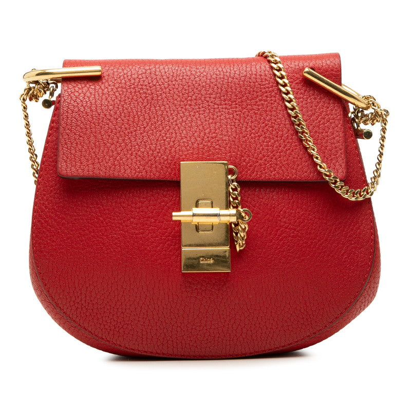 クロエ ドリュー チェーン ショルダーバッグ レッド レザー レディース Chloe 【中古】