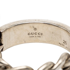 グッチ ゴルメットチェーン リング 指輪 #25 シルバー ライトブルー SV925 シルバー エナメル メンズ GUCCI 【中古】