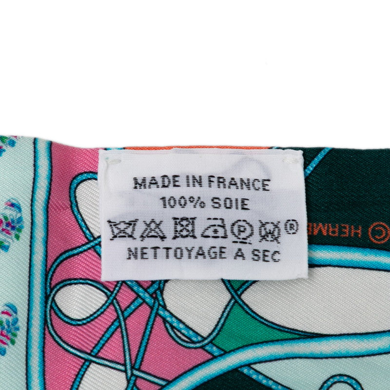 エルメス ツイリー COUP DE FOUET AU BLOC 鞭 スカーフ グリーン ブルー マルチカラー シルク レディース HERMES 【中古】