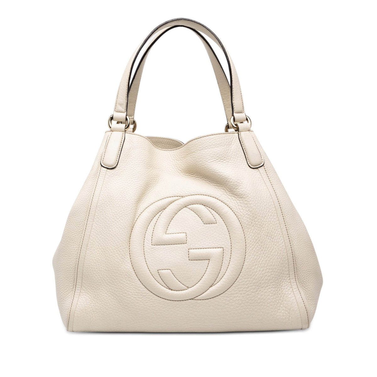 グッチ インターロッキングG ソーホー トートバッグ ショルダーバッグ 282309 ホワイト レザー レディース GUCCI 中古