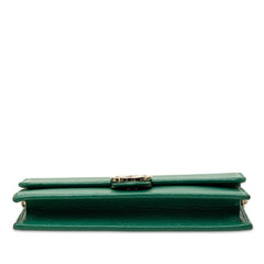 グッチ インターロッキングG チェーンウォレット ショルダーバッグ 615523 グリーン レザー レディース GUCCI 中古