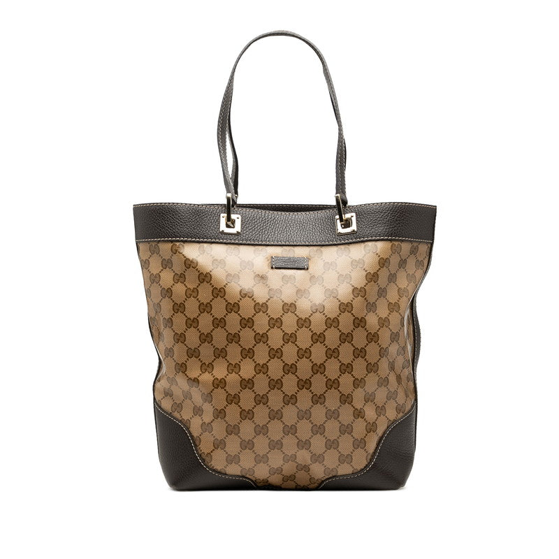 グッチ GGクリスタル トートバッグ ショルダーバッグ 272377 ベージュ ブラウン PVC レザー レディース GUCCI 中古