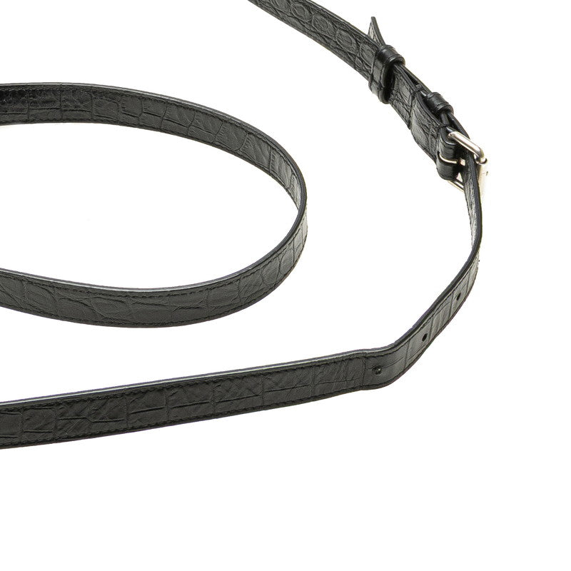 サンローラン シド クロコ型押し ショルダーバッグ ポーチ クロスボディバッグ 581700 ブラック レザー メンズ SAINT LAURENT 【中古】
