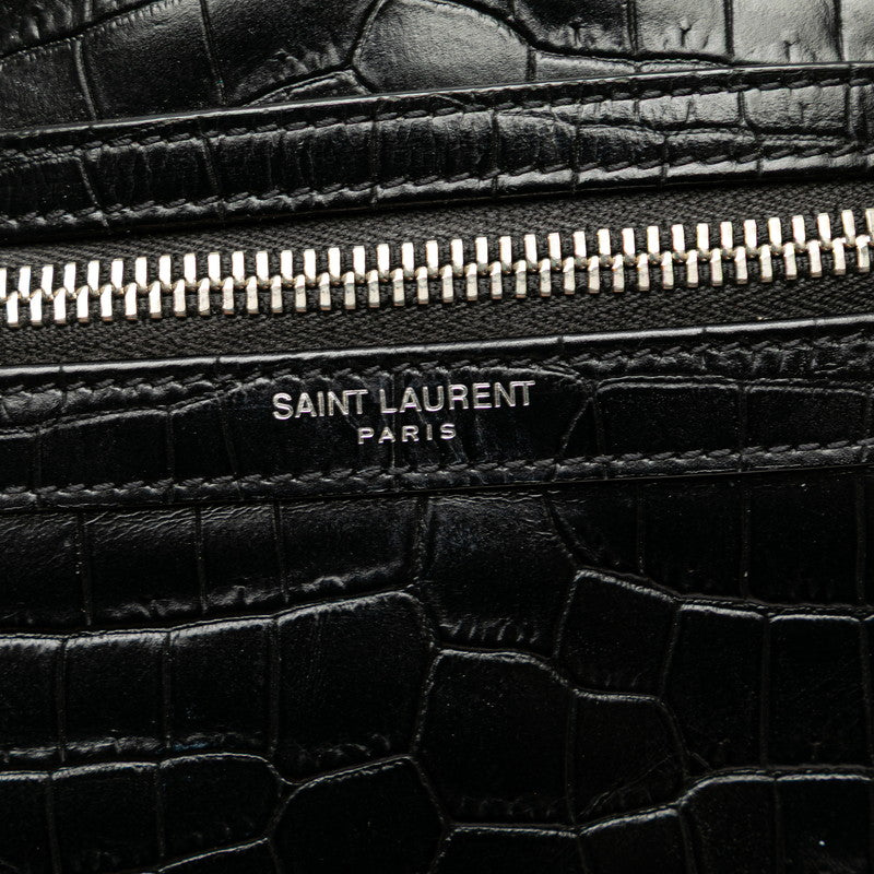 サンローラン シド クロコ型押し ショルダーバッグ ポーチ クロスボディバッグ 581700 ブラック レザー メンズ SAINT LAURENT 【中古】