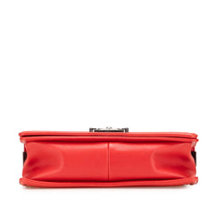 シャネル ボーイシャネル ココマーク チェーン ショルダーバッグ ハンドバッグ レッド ラムスキン レディース CHANEL 【中古】