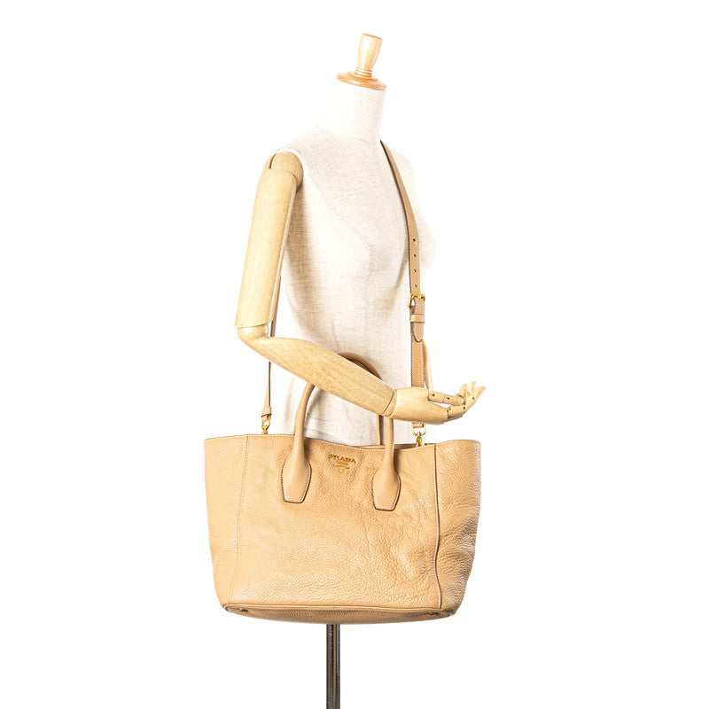 プラダ トートバッグ ショルダーバッグ 2WAY ベージュ レザー レディース PRADA 【中古】