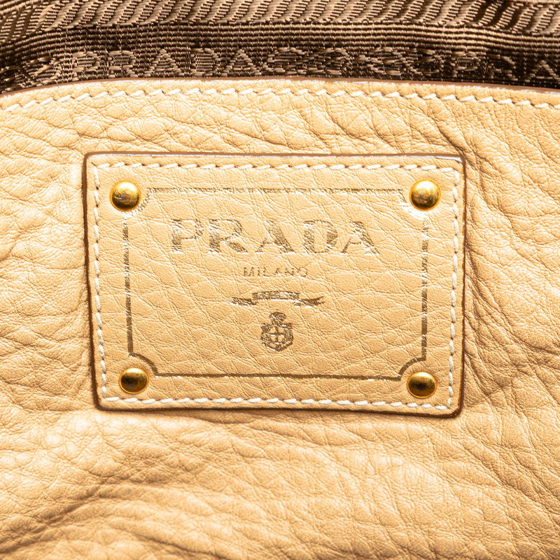 プラダ トートバッグ ショルダーバッグ 2WAY ベージュ レザー レディース PRADA 【中古】