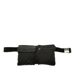 グッチ GGキャンバス ウエストバッグ 28566 ブラック キャンバス レザー レディース GUCCI 中古