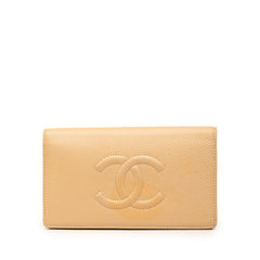 シャネル ココマーク 長財布 ベージュ キャビアスキン レディース CHANEL 【中古】