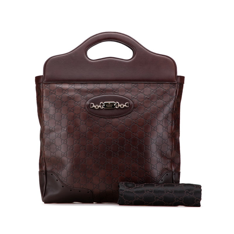 グッチ グッチシマ トートバッグ 145777 ブラウン レザー レディース GUCCI 【中古】