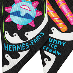 エルメス ツイリー Funny Ice Cream ファニー アイスクリーム スカーフ ブラック マルチカラー シルク レディース HERMES 【中古】