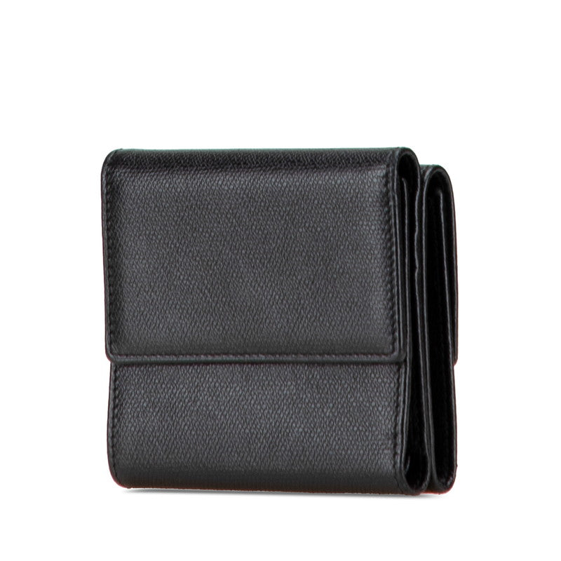 シャネル ココボタン 三つ折り財布 ブラック レザー レディース CHANEL 【中古】