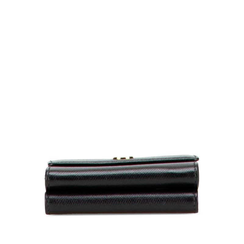 シャネル ココボタン 三つ折り財布 ブラック レザー レディース CHANEL 【中古】