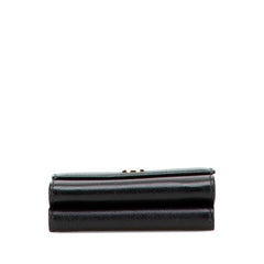 シャネル ココボタン 三つ折り財布 ブラック レザー レディース CHANEL 【中古】