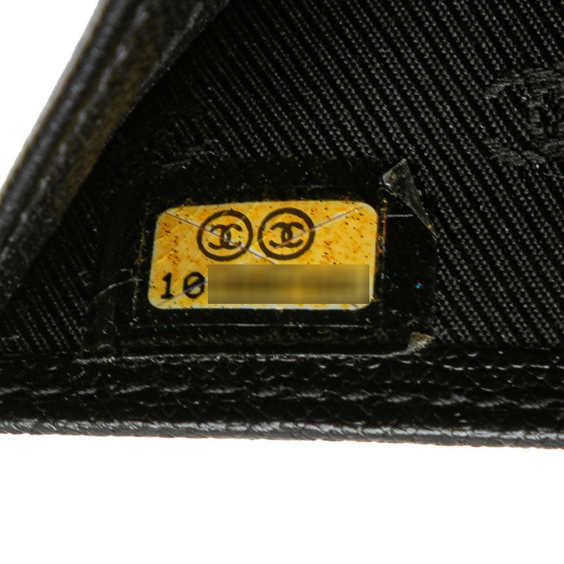 シャネル ココボタン 三つ折り財布 ブラック レザー レディース CHANEL 【中古】