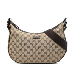 グッチ GGキャンバス 斜め掛け ショルダーバッグ 122790 ベージュ ブラウン キャンバス レザー レディース GUCCI 【中古】